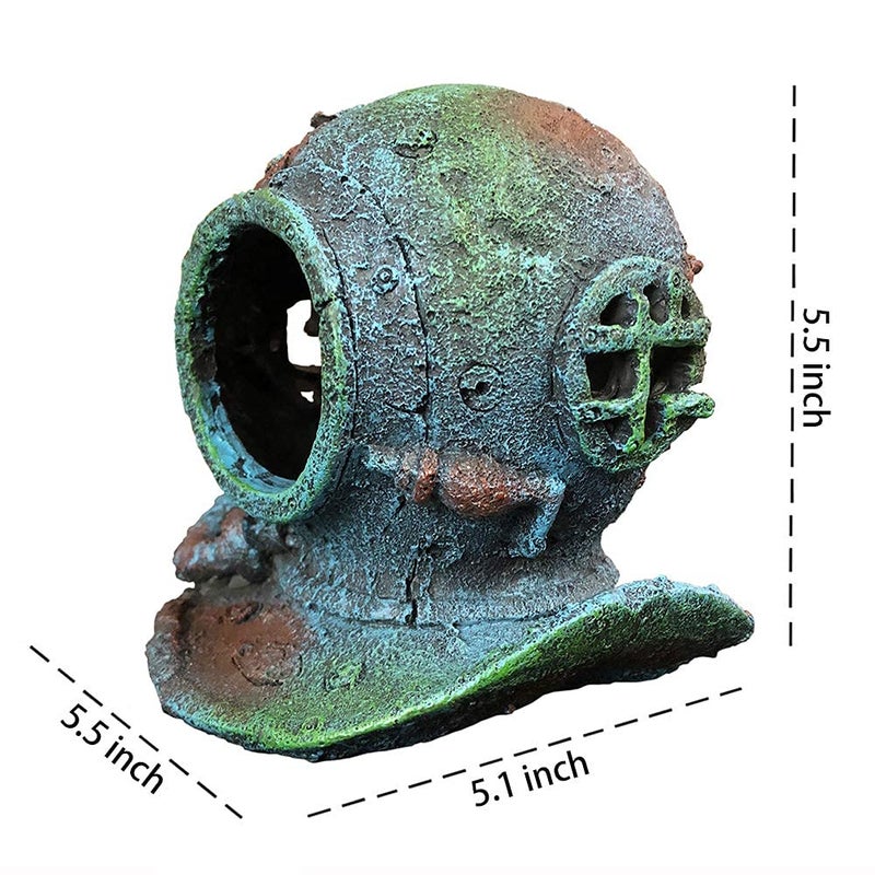 SLOCME Aquarium Sunken Submarine Helmet Decorations - Realistic Vintage Noah's Ark Shipwreck Fish Tank Decorations, Durable Resin Fish Tank Ship Accessories - Image 3